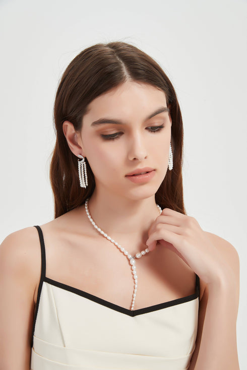 3-7mm Freshwater Snake Style Rice Pearl Necklace - House Of Pearls