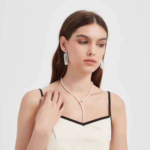 3-7mm Freshwater Snake Style Rice Pearl Necklace - House Of Pearls