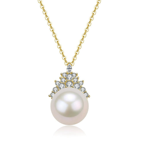 10-11mm Freshwater Pearl & Queen Pendant Necklace - House Of Pearls