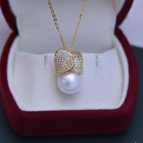 11-12mm Freshwater Pearl & Buds of May Necklace - Necklaces made with hand-selected pearls from House of Pearls