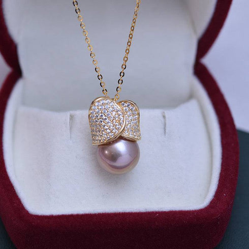 11-12mm Freshwater Pearl & Buds of May Necklace - Necklaces made with hand-selected pearls from House of Pearls