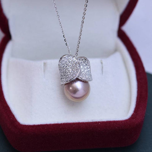 11-12mm Freshwater Pearl & Buds of May Necklace - Necklaces made with hand-selected pearls from House of Pearls