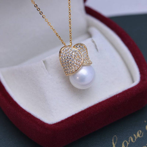 11-12mm Freshwater Pearl & Buds of May Necklace - Necklaces made with hand-selected pearls from House of Pearls