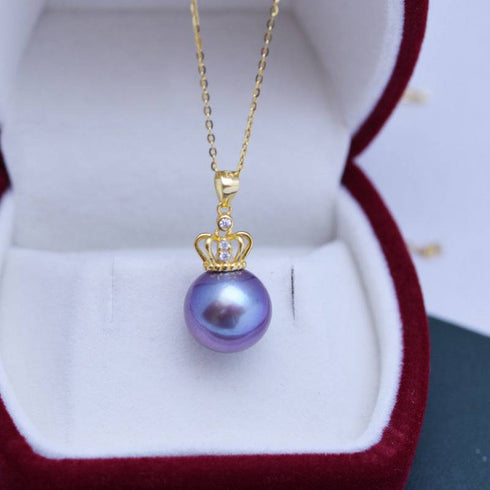 11-12mm Freshwater Pearl & Crown Pendant Necklace - House Of Pearls