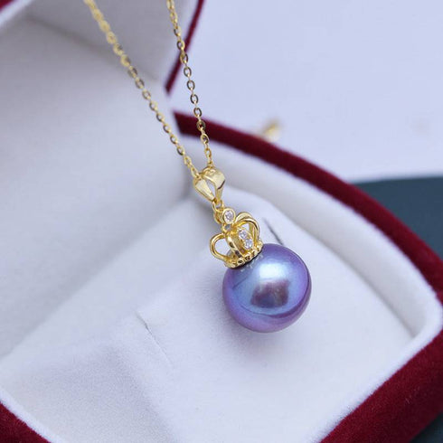 11-12mm Freshwater Pearl & Crown Pendant Necklace - House Of Pearls