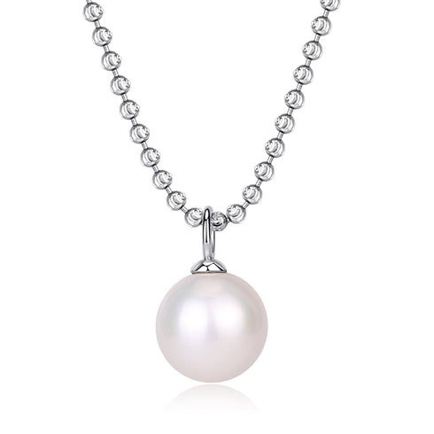 11-12mm Freshwater Pearl Cut Silver Chain Pendant Necklace - Necklaces made with hand-selected pearls from House of Pearls