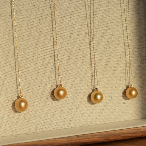 11-12mm Golden South Sea Pearl & Sasha Pendant Necklace - House Of Pearls