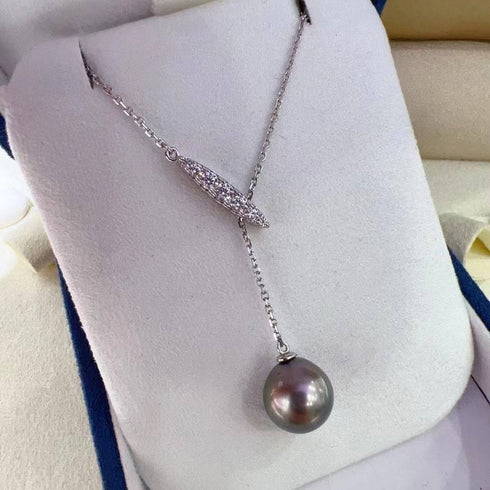 11-12mm Tahitian Pearl Y-Knot Necklace - House Of Pearls