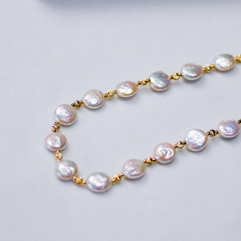 12-13mm Coin Shaped Baroque Freshwater Pearl Toggle Necklace - Necklaces made with hand-selected pearls from House of Pearls