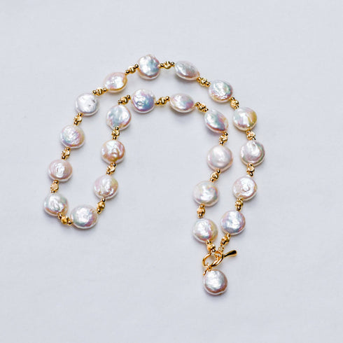 12-13mm Coin Shaped Baroque Freshwater Pearl Toggle Necklace - Necklaces made with hand-selected pearls from House of Pearls