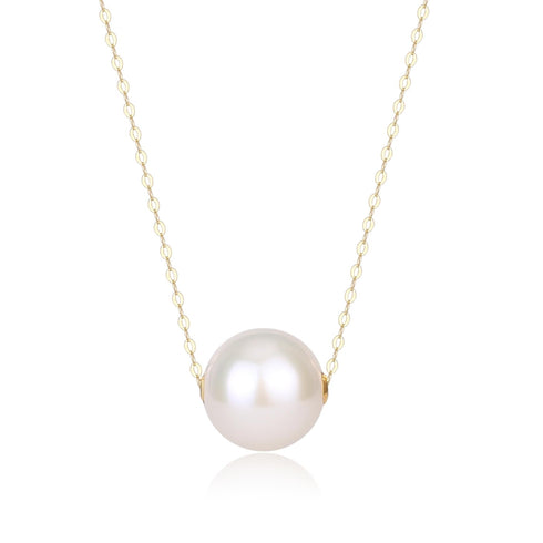 10-11mm Classic White Freshwater Pearl Floating Pendant Necklace - House Of Pearls
