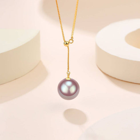 12-13mm Purple Freshwater Pearl & Y Shape Necklace - Necklaces made with hand-selected pearls from House of Pearls