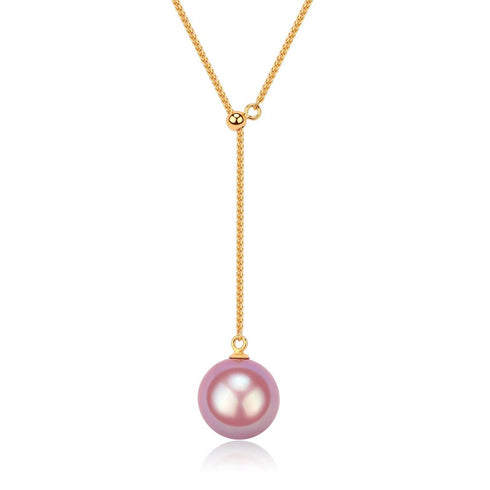 12-13mm Purple Freshwater Pearl & Y Shape Necklace - Necklaces made with hand-selected pearls from House of Pearls