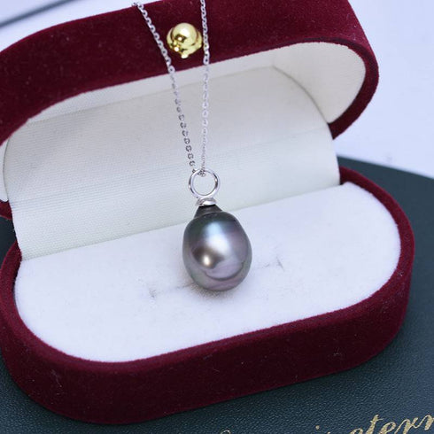 12-14mm Tahitian South Sea Baroque Pearl & Teardrop Pendant Necklace Silver - House Of Pearls