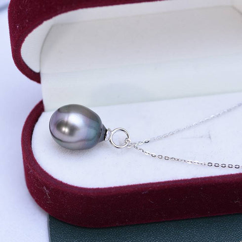 12-14mm Tahitian South Sea Baroque Pearl & Teardrop Pendant Necklace Silver - House Of Pearls