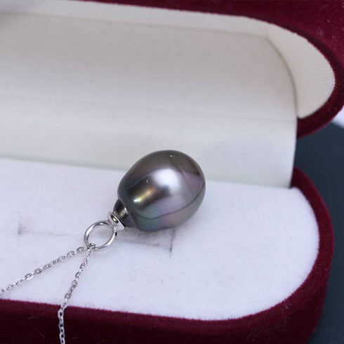 12-14mm Tahitian South Sea Baroque Pearl & Teardrop Pendant Necklace Silver - House Of Pearls