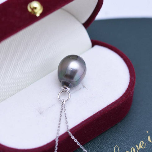 12-14mm Tahitian South Sea Baroque Pearl & Teardrop Pendant Necklace Silver - House Of Pearls