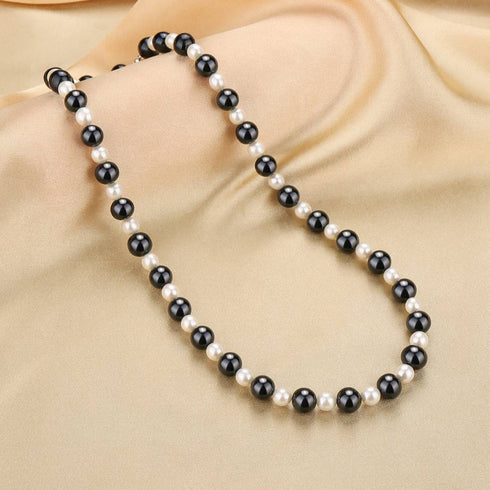 Elegant Black and White Pearl Beaded Necklace - House Of Pearls