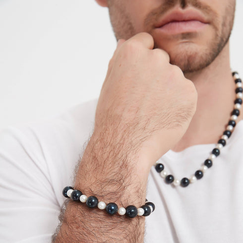 Elegant Black and White Pearl Beaded Necklace - House Of Pearls