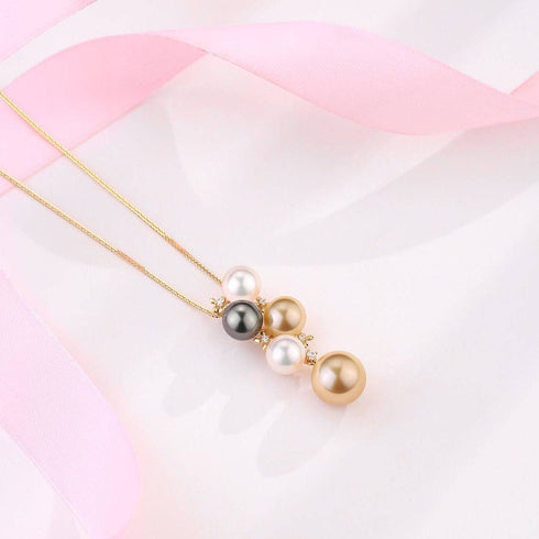 Five-Drop Color South Sea Pearl Gold Pendant 18K Pure Gold - House Of Pearls