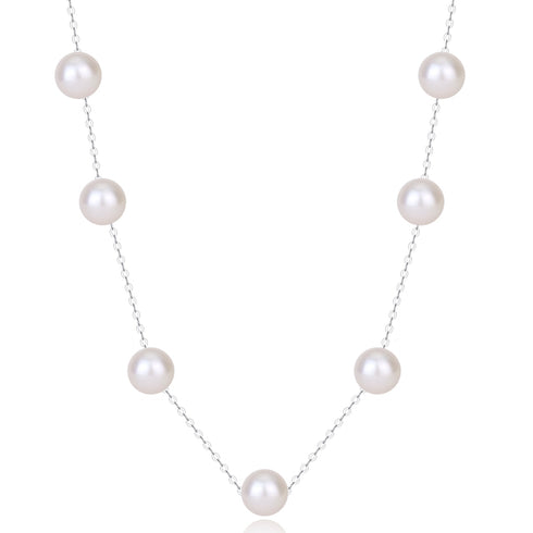 White 7-8mm Chinese Akoya Seven Pearls Tincup Necklace - House Of Pearls