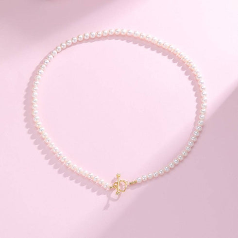 4-5mm Freshwater Pearl Necklace with Heart Clasp - House Of Pearls