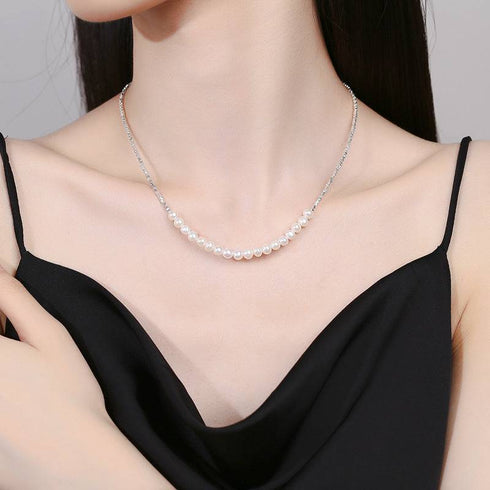 4-5mm Smile Pearl Silver Shards Necklace - House Of Pearls