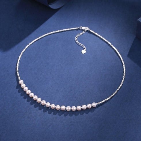 4-5mm Smile Pearl Silver Shards Necklace - House Of Pearls