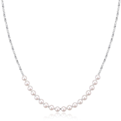 4-5mm Smile Pearl Silver Shards Necklace - House Of Pearls