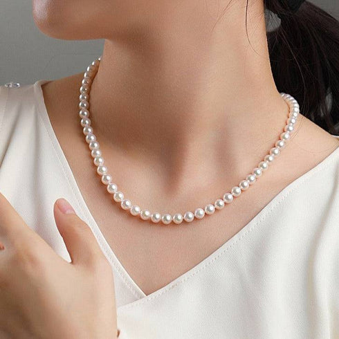 5-6mm White Freshwater Pearl Strand Necklace - Necklaces made with hand-selected pearls from House of Pearls