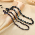 6-7mm Dyed Black Freshwater Pearl Versatile Necklace - Necklaces made with hand-selected pearls from House of Pearls