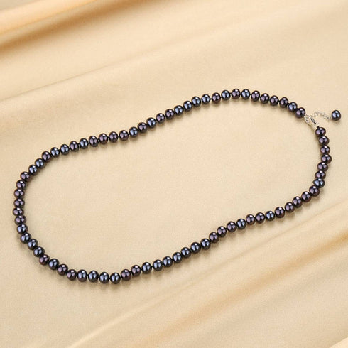 6-7mm Versatile Dyed Black Pearl Necklace - House Of Pearls