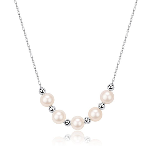 6-7mm Five Drops White Freshwater Smile Pearl Necklace - House Of Pearls