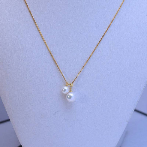 6-9mm Freshwater Pearl & Dual Pendant Necklace - House Of Pearls