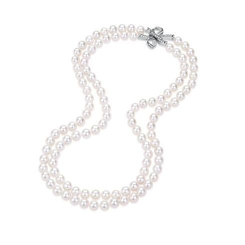 7.0-8.0mm White Freshwater Butterfly Clasp Necklace and Bracelet (Purchase individually) - House Of Pearls