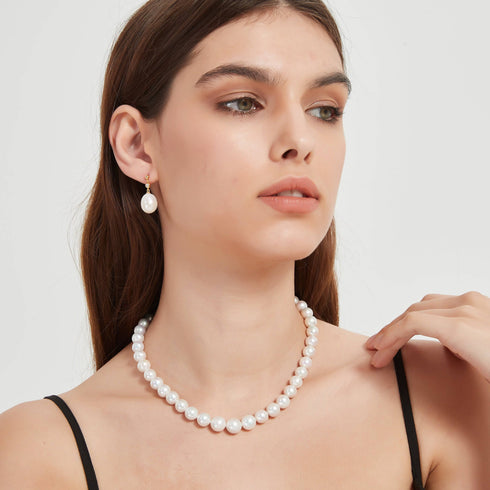 Large White Freshwater Pearl Graduated Strand Necklace - House Of Pearls
