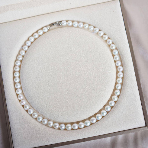 8-9mm AAA Chinese White Akoya Cultured Pearl Necklace - House Of Pearls