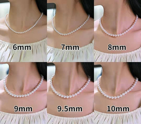 8-9mm White Round Freshwater Pearl Necklace, Sterling Silver Clasp - House Of Pearls