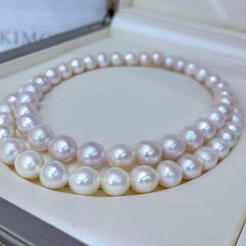 9-12mm White Freshwater Large Pearl Necklace - House Of Pearls