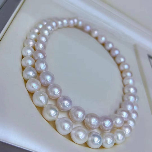 9-12mm White Freshwater Large Pearl Necklace - House Of Pearls
