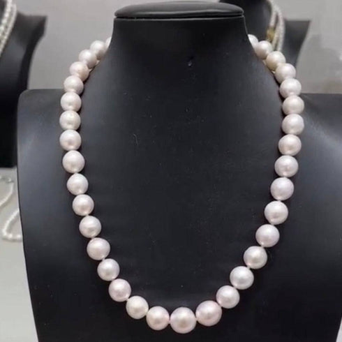 9-12mm White Freshwater Large Pearl Necklace - House Of Pearls
