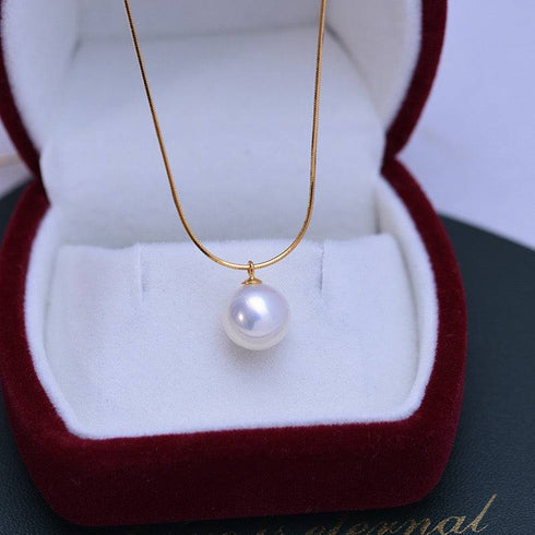 9-10mm Freshwater Pearl & Snake Chain Necklace - House Of Pearls