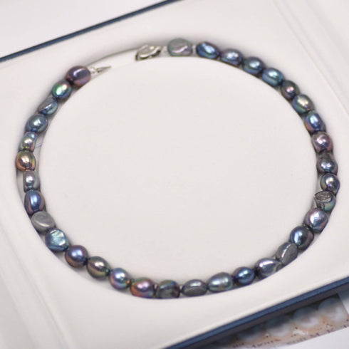 Peacock Color Baroque Freshwater Dyed Pearl Strand Necklace - House Of Pearls