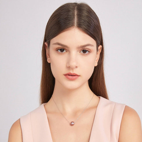 9-12mm Classic Purple Freshwater Pearl Floating Pendant Necklace - House Of Pearls