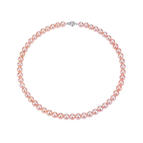 Pink Freshwater Pearl Necklace,7.5-8mm Silver Clasp - House Of Pearls