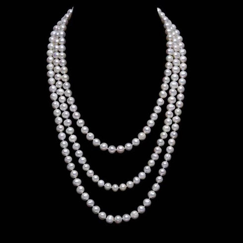 White 68" Length Freshwater Pearl Necklace - House Of Pearls