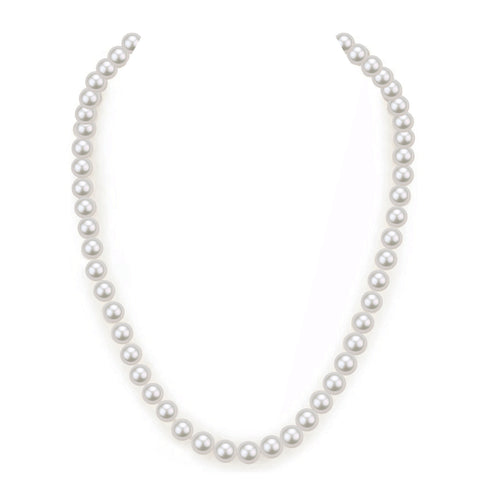 Classic 6-7mm White Round Freshwater Pearl Necklace, Sterling Silver Clasp - House Of Pearls