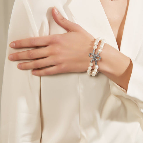 7.0-8.0mm White Freshwater Butterfly Clasp Necklace and Bracelet (Purchase individually) - House Of Pearls