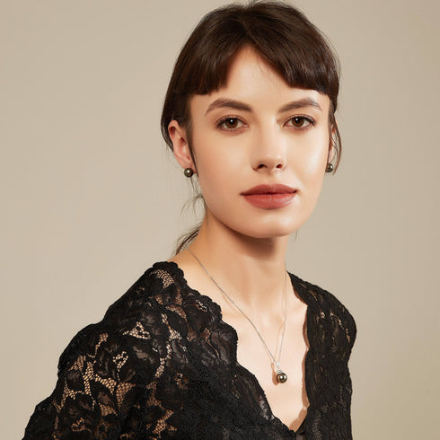 Tahitian Pearl & Grace CZ Pendant Necklace - Necklaces made with hand-selected pearls from House of Pearls