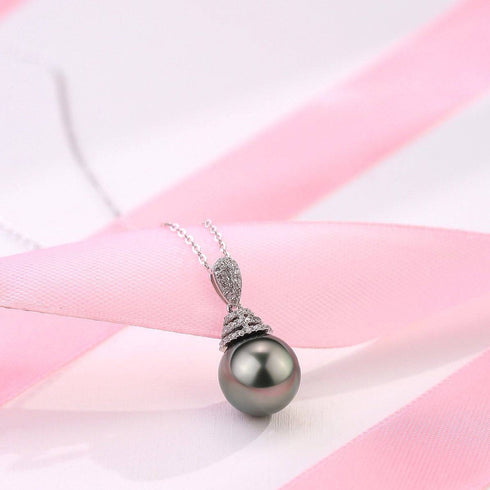 Tahitian Pearl & Grace CZ Pendant Necklace - Necklaces made with hand-selected pearls from House of Pearls